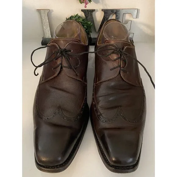 Calzoleria Harris Italy Barney's NY Handmade Oxford Wing Tip Dress Shoes Sz 10.5